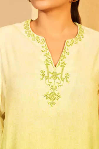 Lemon glow ombre embroidered coord set