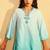 Aqua blue ombre embroidered kurta set