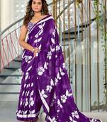 Hand block printed cotton mul saree with blouse