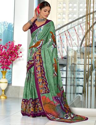 Pure mulmul cotton hand block print sarees 1