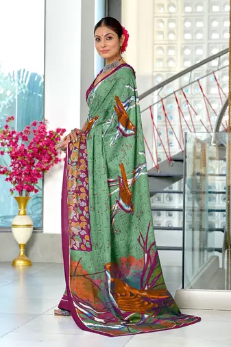 Pure mulmul cotton hand block print sarees