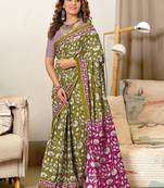 Ajrakh fancy hand block mulmul cotton sarees