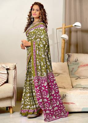 Ajrakh fancy hand block mulmul cotton sarees 3