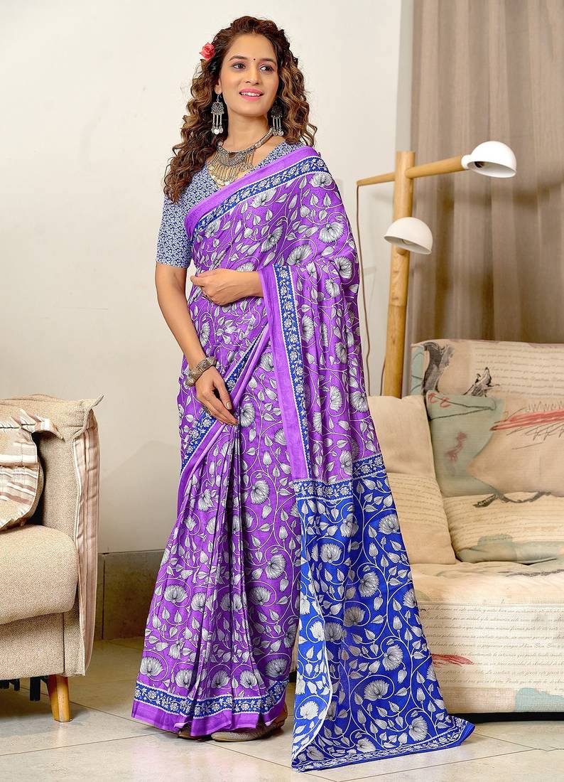 Ajrakh fancy hand block mulmul cotton sarees