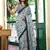 Hand block printed cotton mul saree with blouse