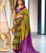 Hand block printed cotton mul saree with blouse