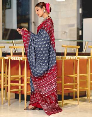 Bagru block print mulmul cotton sarees 3