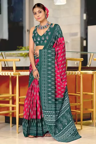 Bagru block print mulmul cotton sarees