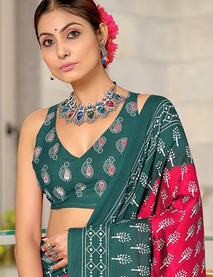 Bagru block print mulmul cotton sarees 2