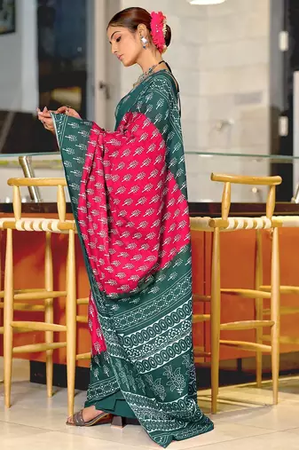 Bagru block print mulmul cotton sarees