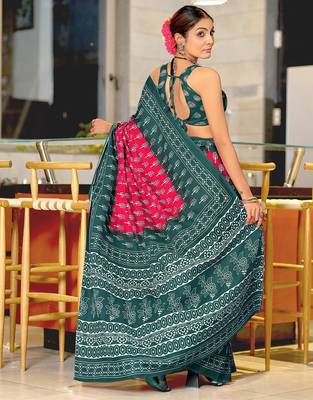 Bagru block print mulmul cotton sarees 4