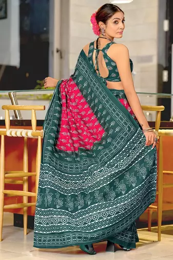 Bagru block print mulmul cotton sarees