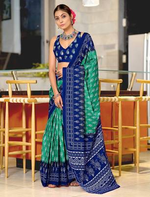 Bagru block print mulmul cotton sarees 1