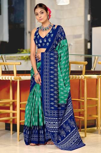 Bagru block print mulmul cotton sarees