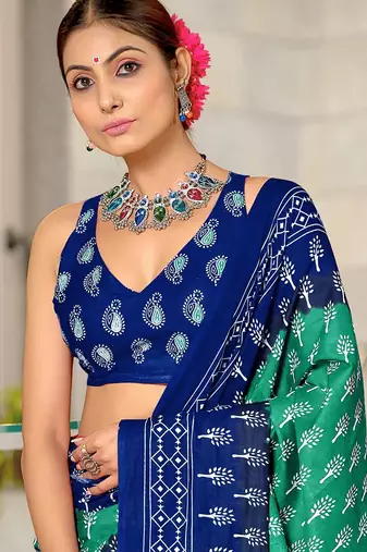 Bagru block print mulmul cotton sarees