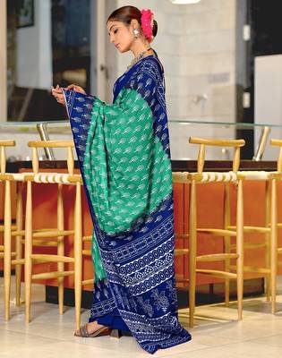 Bagru block print mulmul cotton sarees 3