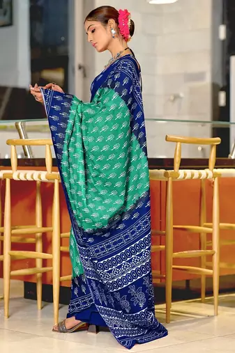 Bagru block print mulmul cotton sarees