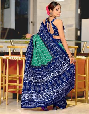 Bagru block print mulmul cotton sarees 4
