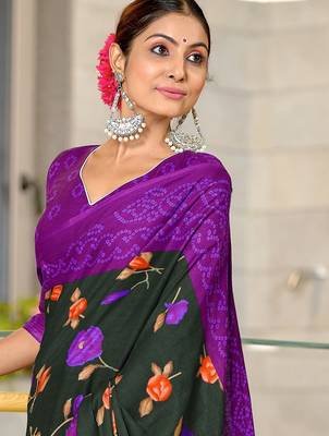 Pure mulmul cotton flower print sarees 2