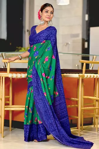 Pure mulmul cotton flower print sarees