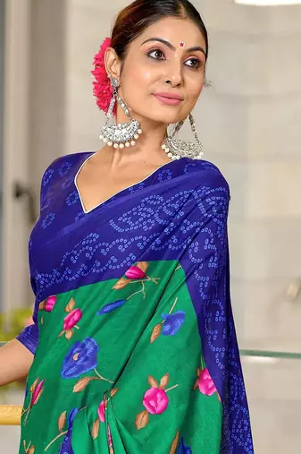 Pure mulmul cotton flower print sarees
