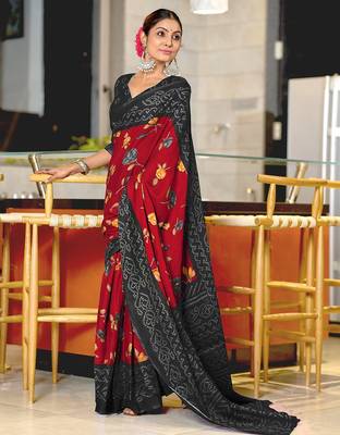 Pure mulmul cotton flower print sarees 1