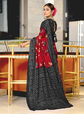 Pure mulmul cotton flower print sarees 3