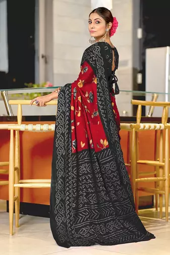 Pure mulmul cotton flower print sarees