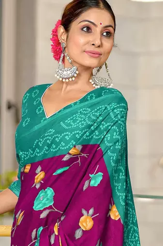 Pure mulmul cotton flower print sarees