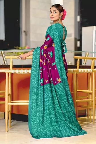Pure mulmul cotton flower print sarees