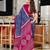 Hand block printed cotton mul saree with blouse