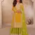 Yellow free size palazzo suit with embroidery & sequin work