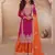 Rani pink free size palazzo suit with embroidery & sequin work