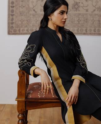 Black embroidered coord set 2