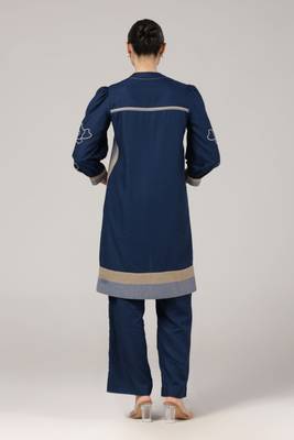 Navy blue embroidered coord set 2