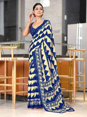 Pure mulmul cotton hand block print sarees 1