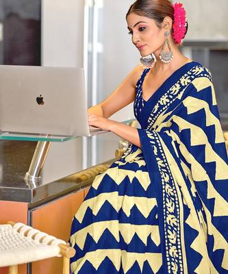 Pure mulmul cotton hand block print sarees 2