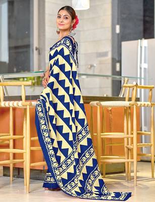 Pure mulmul cotton hand block print sarees 3