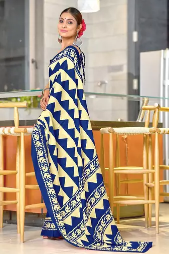 Pure mulmul cotton hand block print sarees
