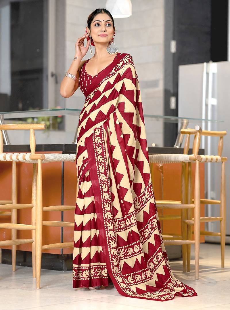 Pure mulmul cotton hand block print sarees