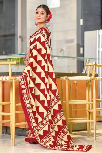Pure mulmul cotton hand block print sarees