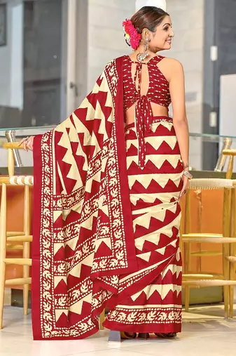 Pure mulmul cotton hand block print sarees