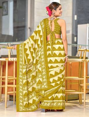 Pure mulmul cotton hand block print sarees 4