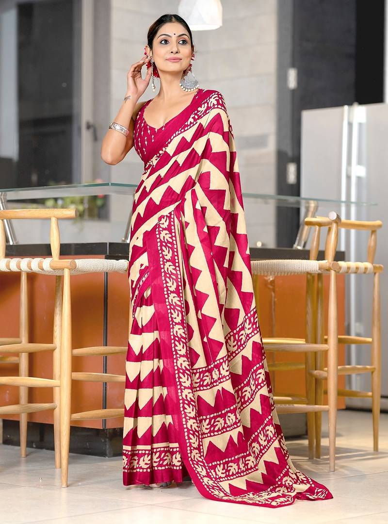 Pure mulmul cotton hand block print sarees