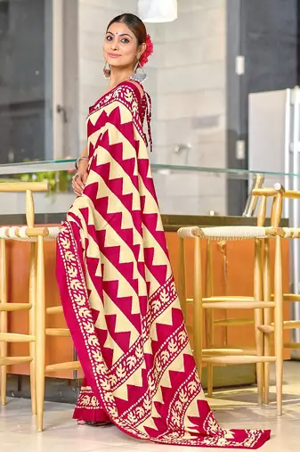Pure mulmul cotton hand block print sarees
