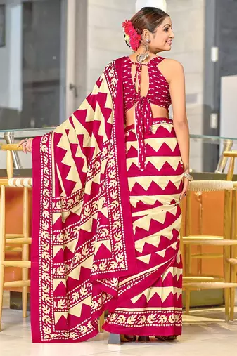 Pure mulmul cotton hand block print sarees