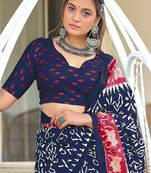 Ikkat hand block print mulmul cotton sarees