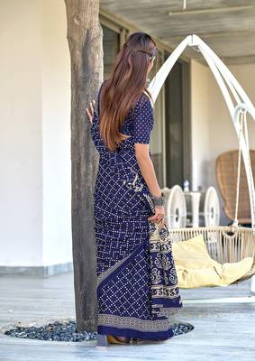 Bagru block print mulmul cotton sarees 4