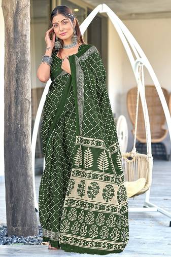 Bagru block print mulmul cotton sarees