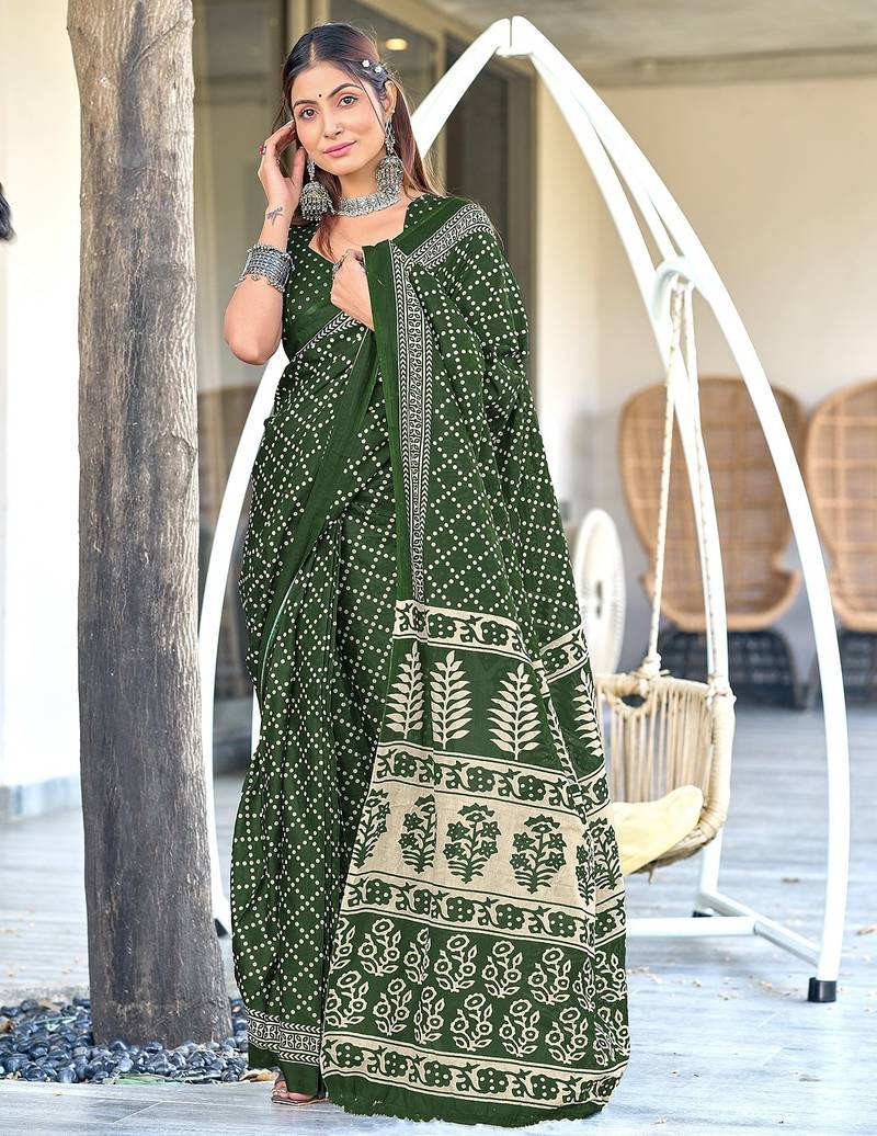 Bagru block print mulmul cotton sarees
